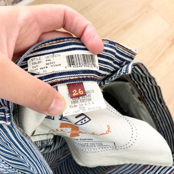 7 For All Mankind Blue Striped Vintage Railroad Bootcut Jeans - Picture 9 of 9